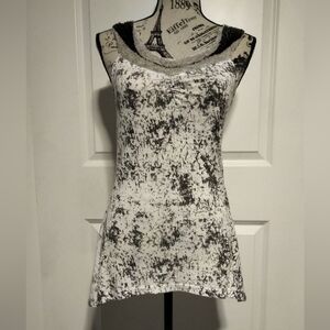 Charlotte Russe Black and White Artistic Tank Top
